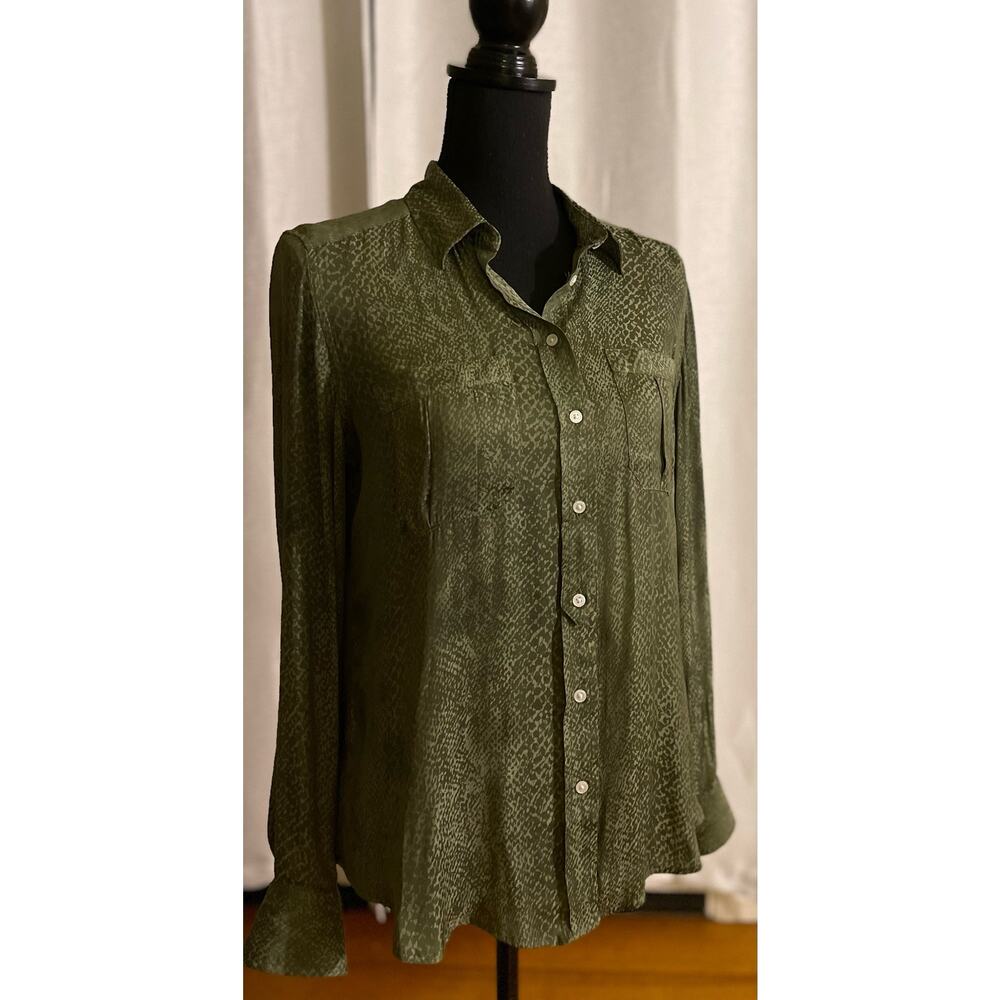 Banana Republic Dillon Green Classic Fit Utility Blouse Size Small